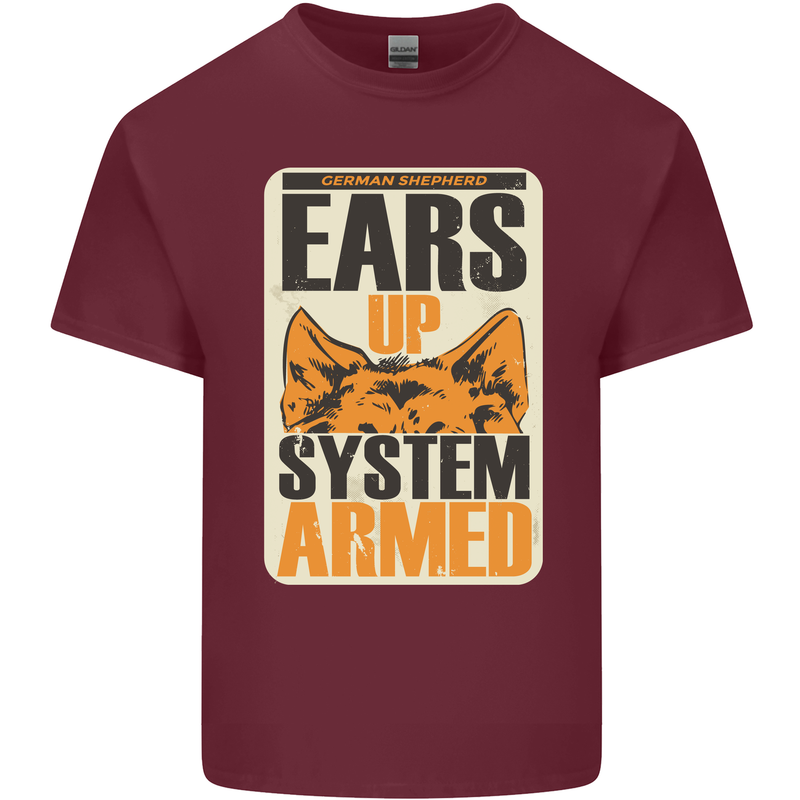 German Shepherd System Armed Mens Cotton T-Shirt Tee Top Maroon