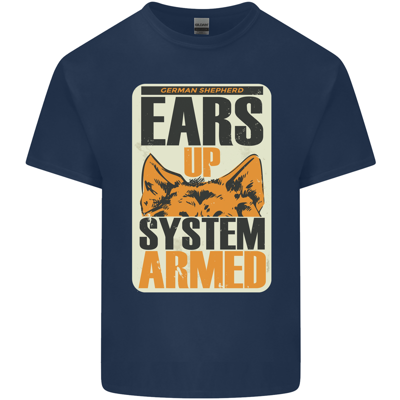 German Shepherd System Armed Mens Cotton T-Shirt Tee Top Navy Blue