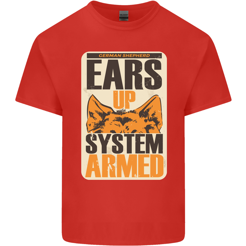 German Shepherd System Armed Mens Cotton T-Shirt Tee Top Red