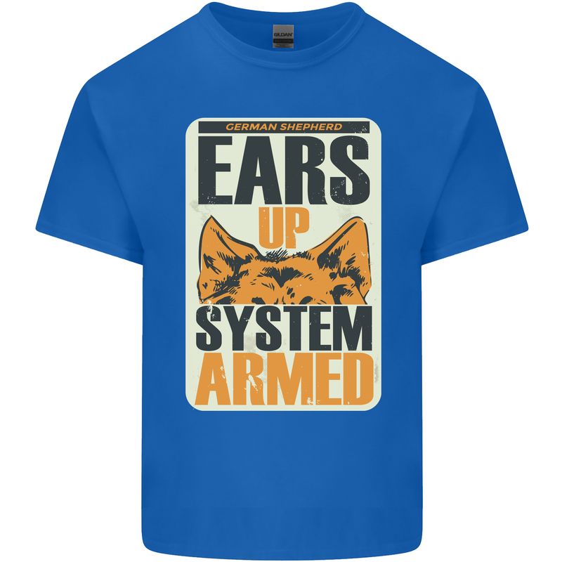 German Shepherd System Armed Mens Cotton T-Shirt Tee Top Royal Blue