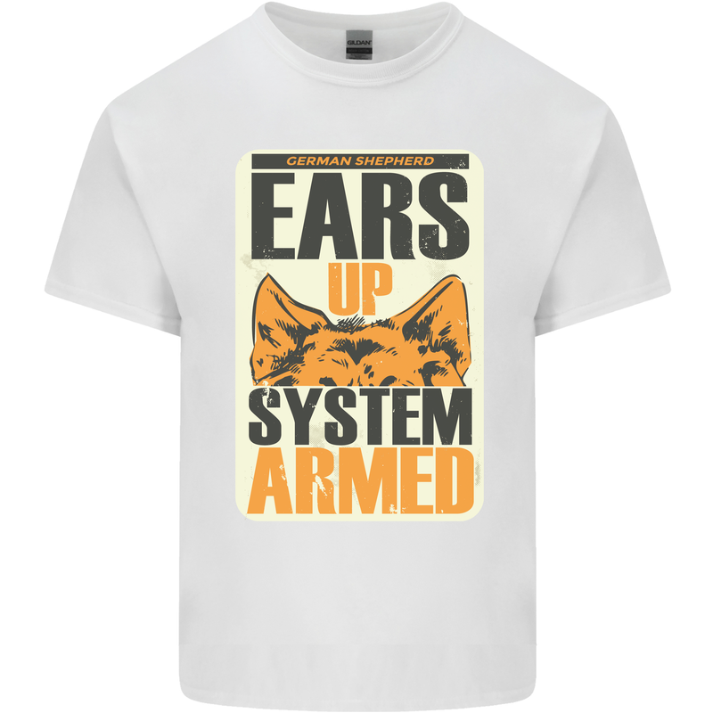German Shepherd System Armed Mens Cotton T-Shirt Tee Top White