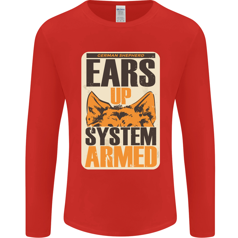 German Shepherd System Armed Mens Long Sleeve T-Shirt Red