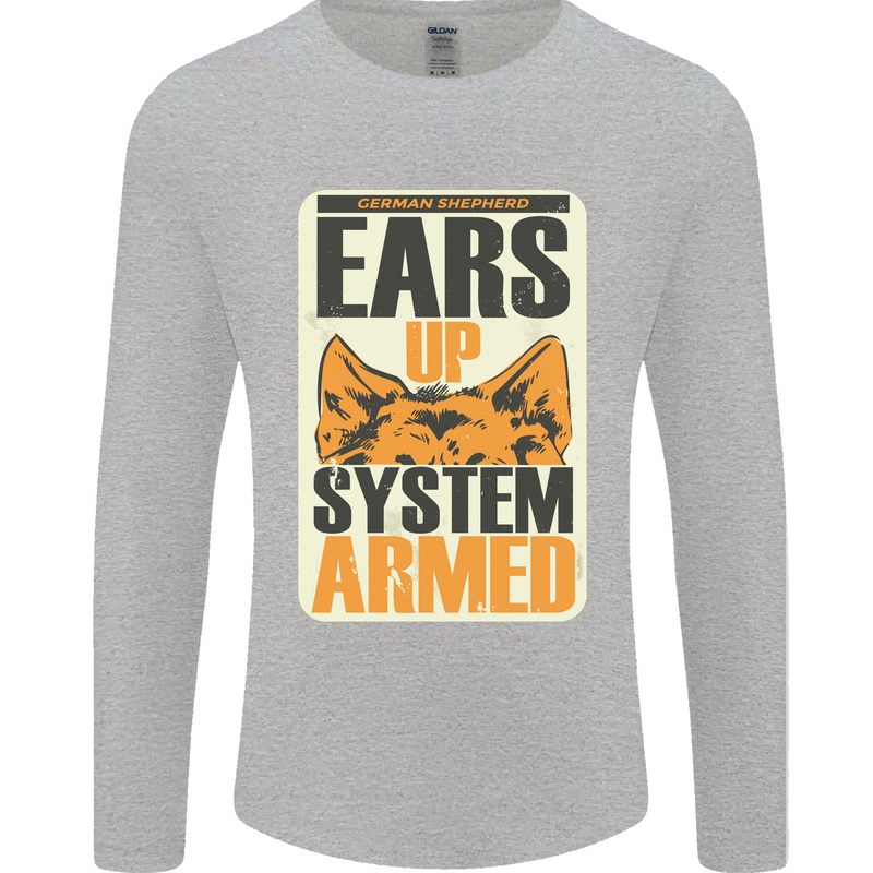 German Shepherd System Armed Mens Long Sleeve T-Shirt Sports Grey