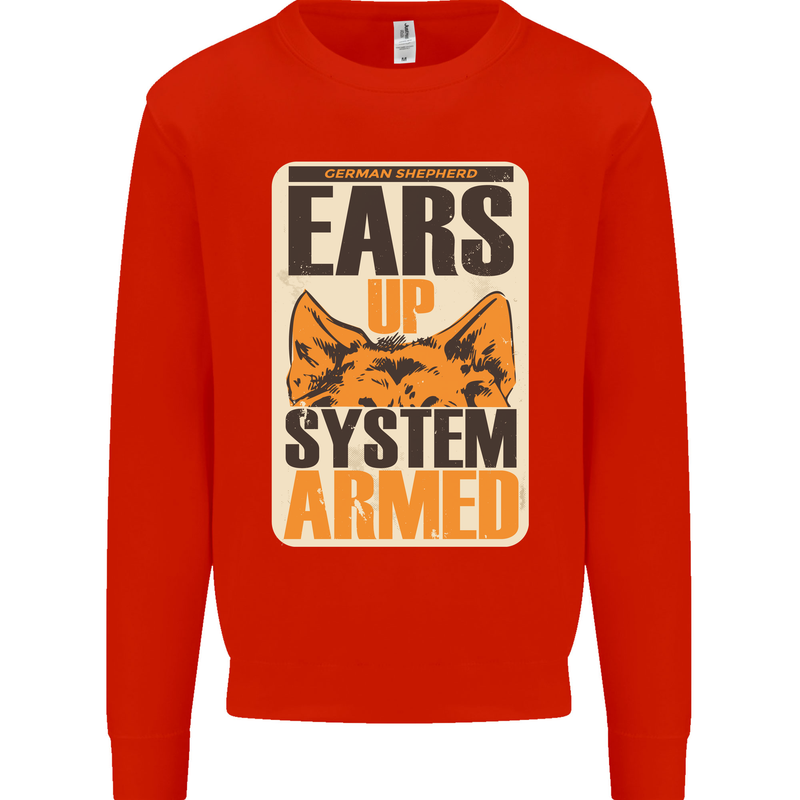 German Shepherd System Armed Mens Sweatshirt Jumper Bright Red