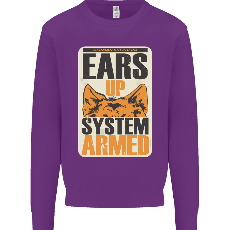 German Shepherd System Armed Mens Sweatshirt Jumper Purple