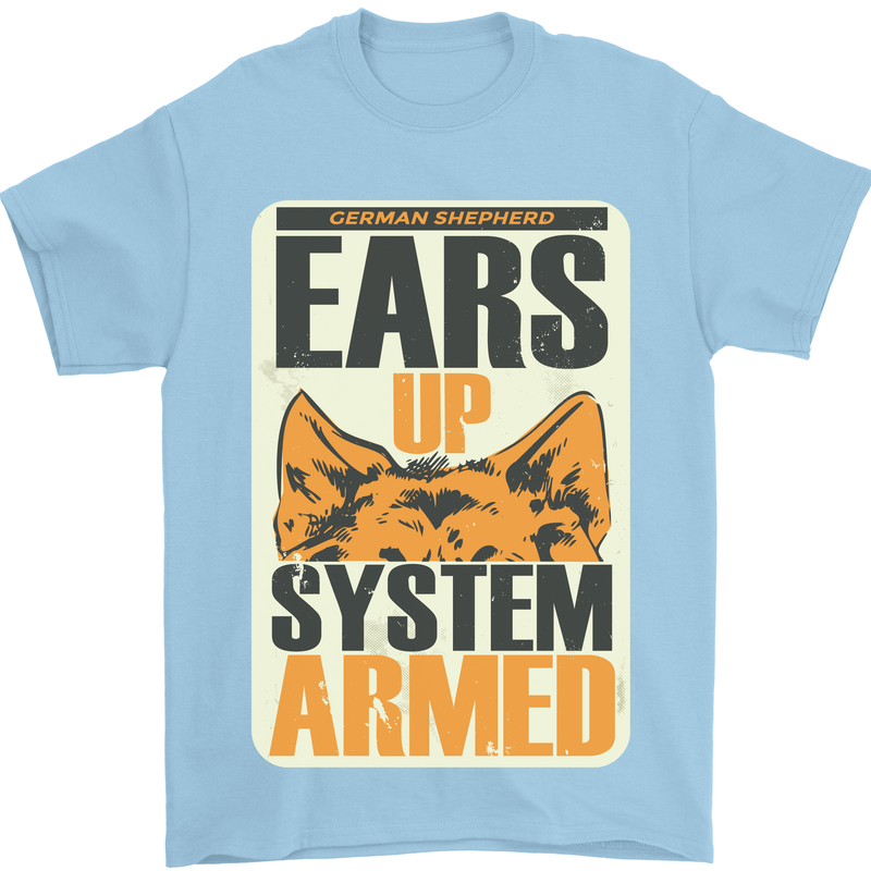 German Shepherd System Armed Mens T-Shirt Cotton Gildan Light Blue