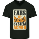German Shepherd System Armed Mens V-Neck Cotton T-Shirt Black