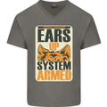 German Shepherd System Armed Mens V-Neck Cotton T-Shirt Charcoal