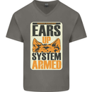 German Shepherd System Armed Mens V-Neck Cotton T-Shirt Charcoal
