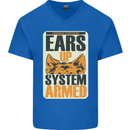 German Shepherd System Armed Mens V-Neck Cotton T-Shirt Royal Blue