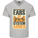 German Shepherd System Armed Mens V-Neck Cotton T-Shirt Sports Grey