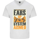 German Shepherd System Armed Mens V-Neck Cotton T-Shirt White