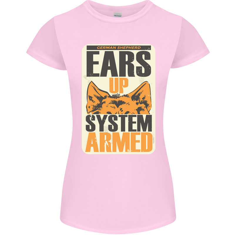 German Shepherd System Armed Womens Petite Cut T-Shirt Light Pink