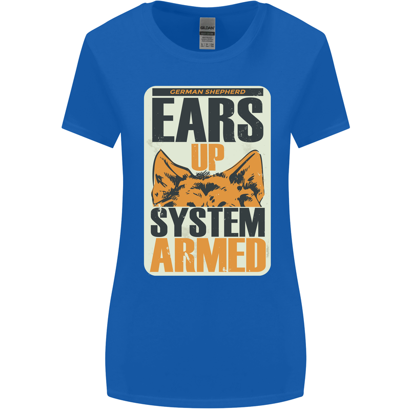 German Shepherd System Armed Womens Wider Cut T-Shirt Royal Blue