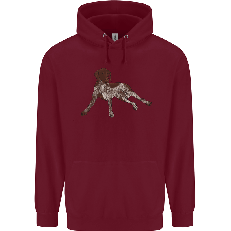 German Shorthaired Pointer Dog Childrens Kids Hoodie Maroon