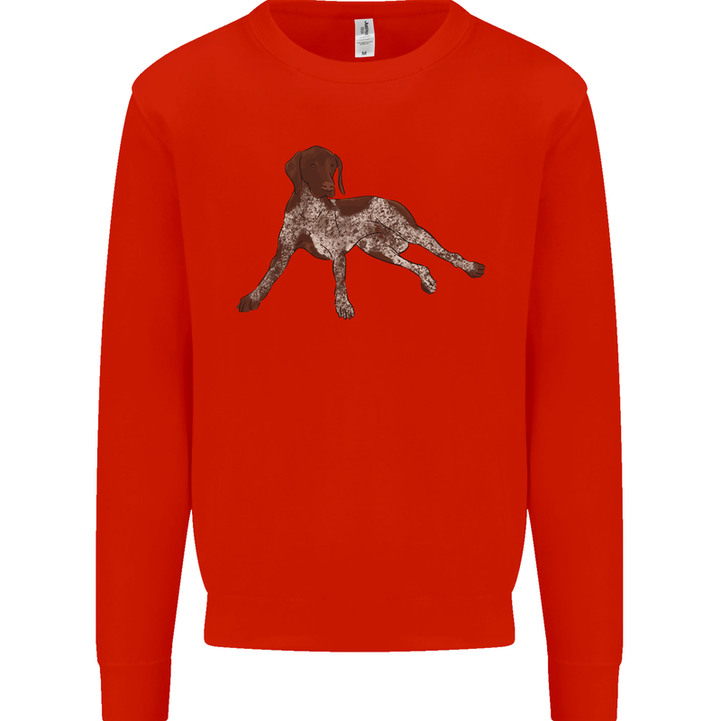 German Shorthaired Pointer Dog Kids Sweatshirt Jumper Bright Red