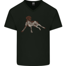 German Shorthaired Pointer Dog Mens V-Neck Cotton T-Shirt Black