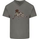 German Shorthaired Pointer Dog Mens V-Neck Cotton T-Shirt Charcoal
