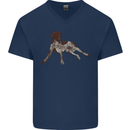 German Shorthaired Pointer Dog Mens V-Neck Cotton T-Shirt Navy Blue