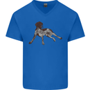 German Shorthaired Pointer Dog Mens V-Neck Cotton T-Shirt Royal Blue