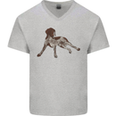 German Shorthaired Pointer Dog Mens V-Neck Cotton T-Shirt Sports Grey