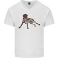 German Shorthaired Pointer Dog Mens V-Neck Cotton T-Shirt White