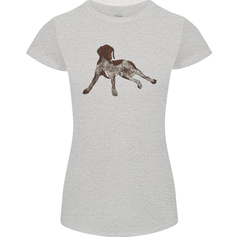 German Shorthaired Pointer Dog Womens Petite Cut T-Shirt Sports Grey
