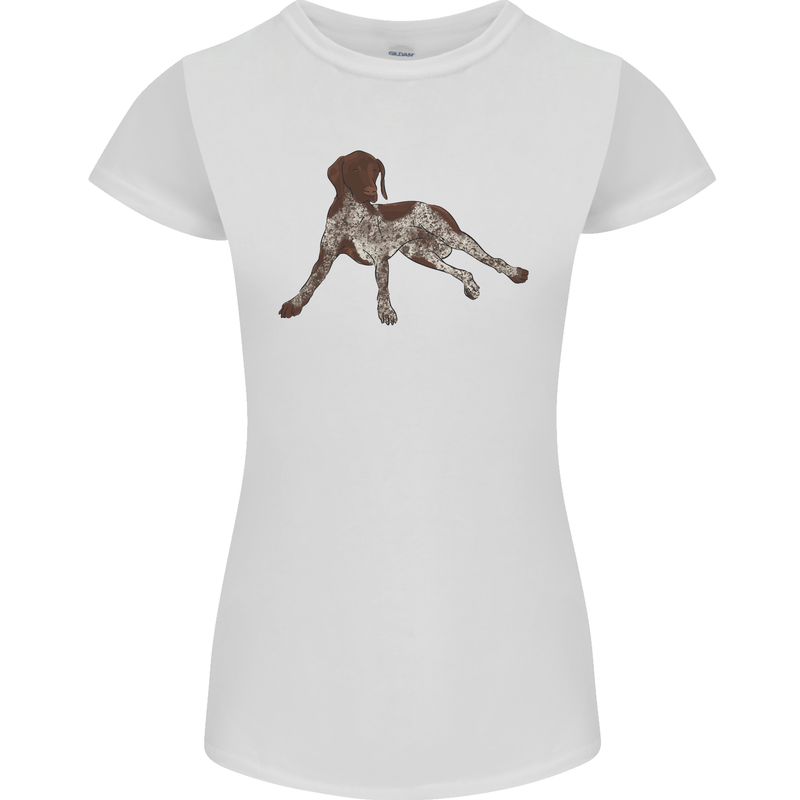 German Shorthaired Pointer Dog Womens Petite Cut T-Shirt White