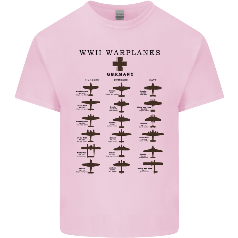 German War Planes WWII Fighters Aircraft Kids T-Shirt Childrens Light Pink