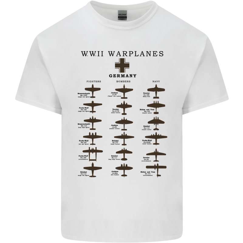 German War Planes WWII Fighters Aircraft Kids T-Shirt Childrens White