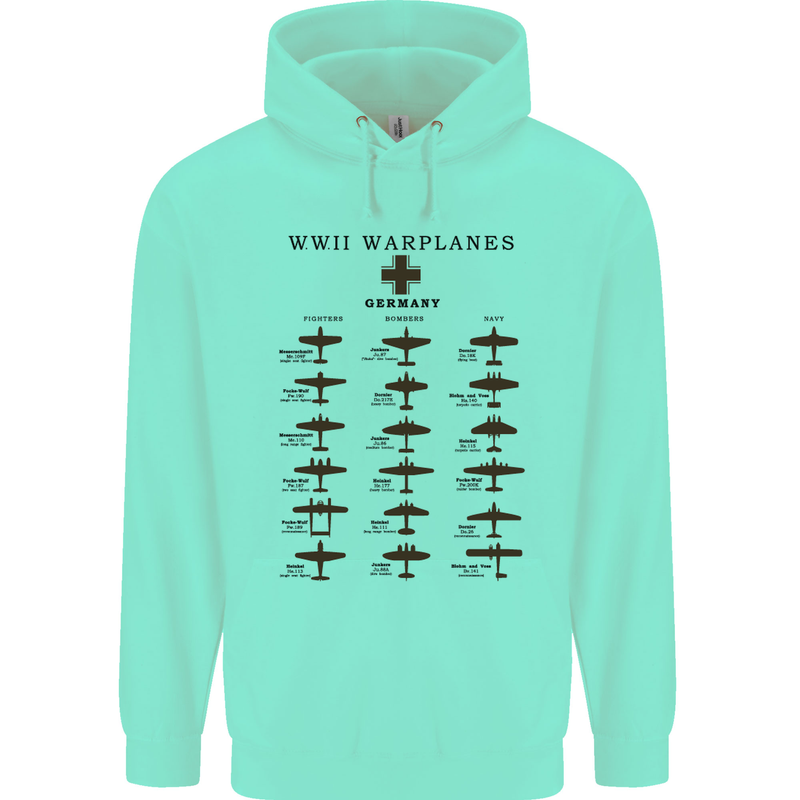 German War Planes WWII Fighters Aircraft Mens 80% Cotton Hoodie Peppermint