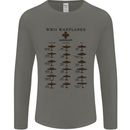 German War Planes WWII Fighters Aircraft Mens Long Sleeve T-Shirt Charcoal