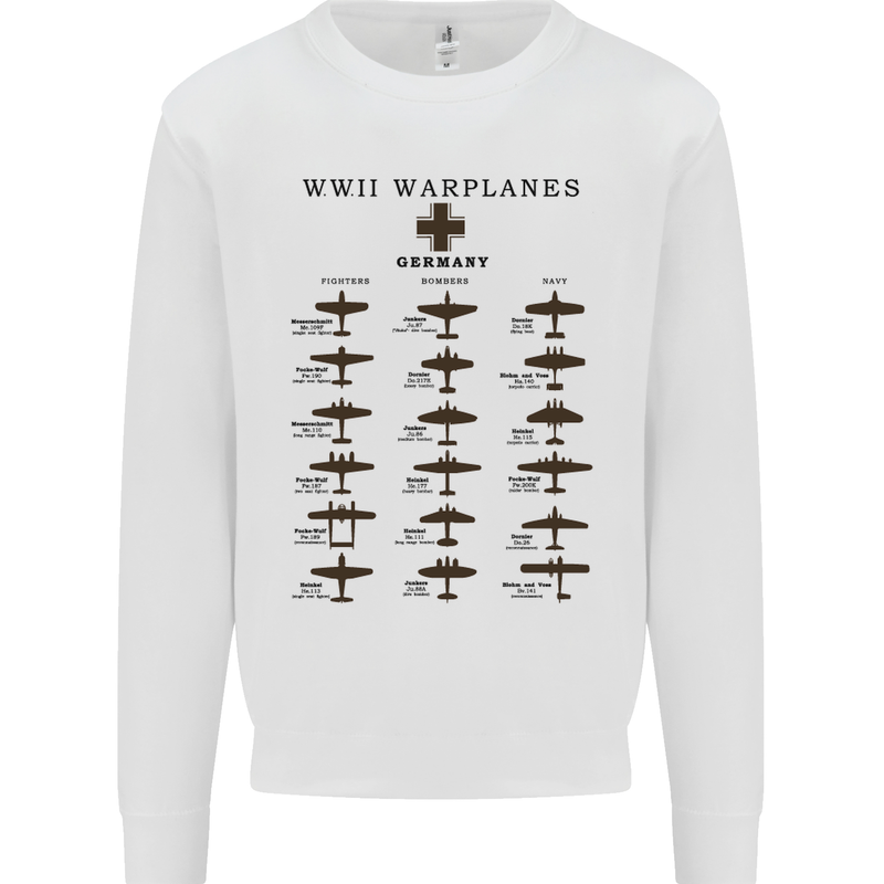 German War Planes WWII Fighters Aircraft Mens Sweatshirt Jumper White
