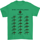 German War Planes WWII Fighters Aircraft Mens T-Shirt Cotton Gildan Irish Green