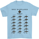 German War Planes WWII Fighters Aircraft Mens T-Shirt Cotton Gildan Light Blue