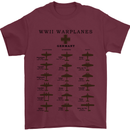 German War Planes WWII Fighters Aircraft Mens T-Shirt Cotton Gildan Maroon
