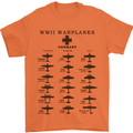 German War Planes WWII Fighters Aircraft Mens T-Shirt Cotton Gildan Orange