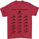 German War Planes WWII Fighters Aircraft Mens T-Shirt Cotton Gildan Red
