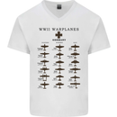 German War Planes WWII Fighters Aircraft Mens V-Neck Cotton T-Shirt White