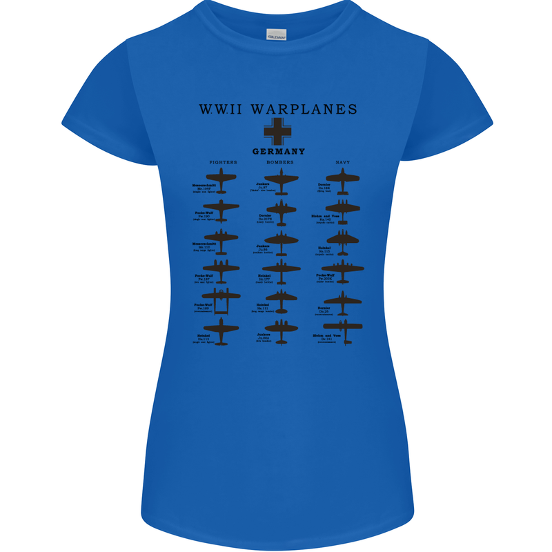 German War Planes WWII Fighters Aircraft Womens Petite Cut T-Shirt Royal Blue