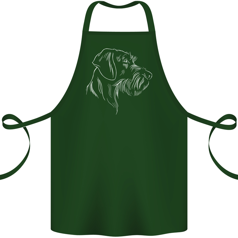 German Wirehaired Pointer Cotton Apron 100% Organic Forest Green