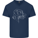 German Wirehaired Pointer Mens V-Neck Cotton T-Shirt Navy Blue