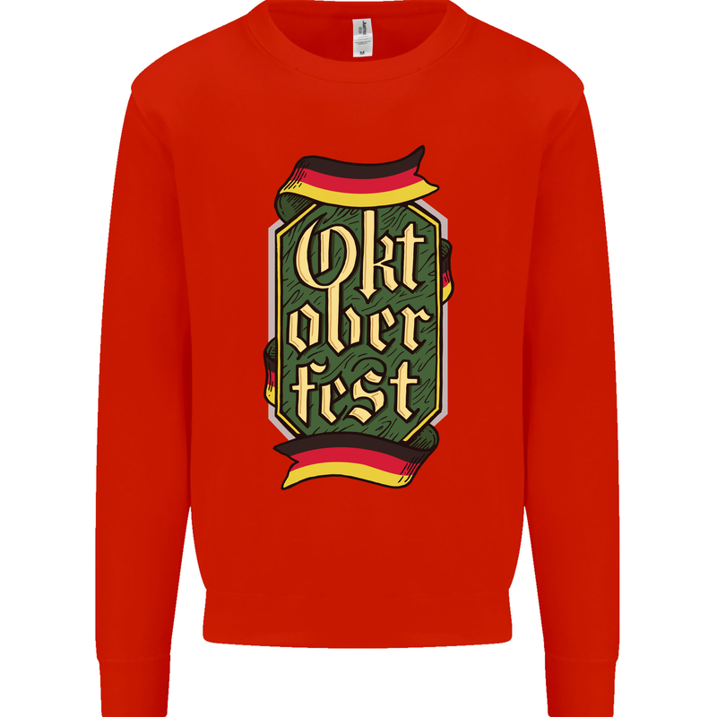 Germany Octoberfest German Beer Alcohol Mens Sweatshirt Jumper Bright Red