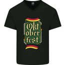 Germany Octoberfest German Beer Alcohol Mens V-Neck Cotton T-Shirt Black