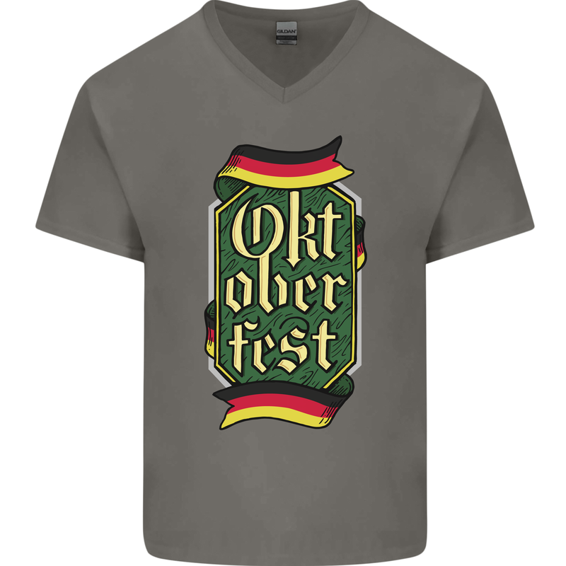 Germany Octoberfest German Beer Alcohol Mens V-Neck Cotton T-Shirt Charcoal