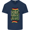 Germany Octoberfest German Beer Alcohol Mens V-Neck Cotton T-Shirt Navy Blue