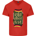Germany Octoberfest German Beer Alcohol Mens V-Neck Cotton T-Shirt Red