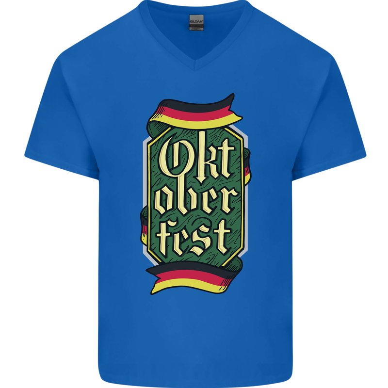 Germany Octoberfest German Beer Alcohol Mens V-Neck Cotton T-Shirt Royal Blue