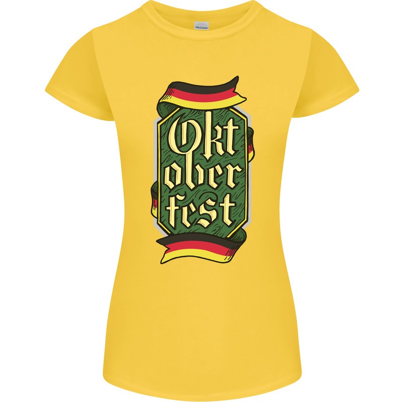 Germany Octoberfest German Beer Alcohol Womens Petite Cut T-Shirt Yellow