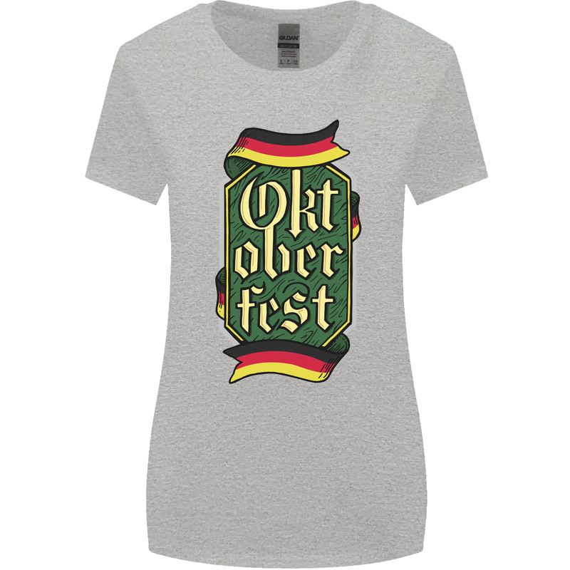 Germany Octoberfest German Beer Alcohol Womens Wider Cut T-Shirt Sports Grey